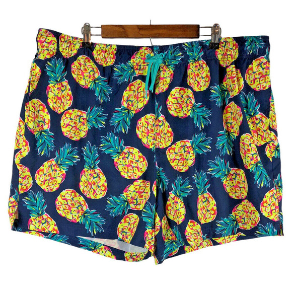 George Size 3XL Swim Trunks Pineapple Print Mens Blue Fruit Tropical Shorts - Picture 1 of 6